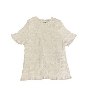 (MSRP: $35) Kimchi Blue Urban Outfitters White Smocked Baby Tee SZ Small
